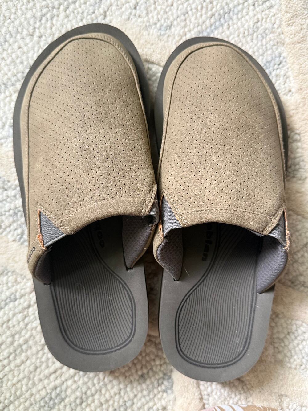 Cobian Men’s Slip On Comfort Clogs Taupe Perforated Casual Mules Size 10